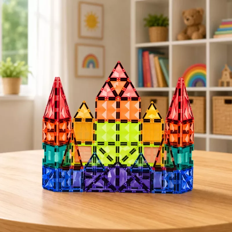 LEAN TOYS Bloques de construcción magnéticos 3D paneles creativos STEM multicolor 73 uds.