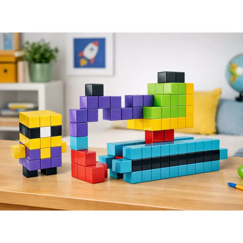 LEAN TOYS Bloques magnéticos Cubos 3D Bloques de colores 96 piezas