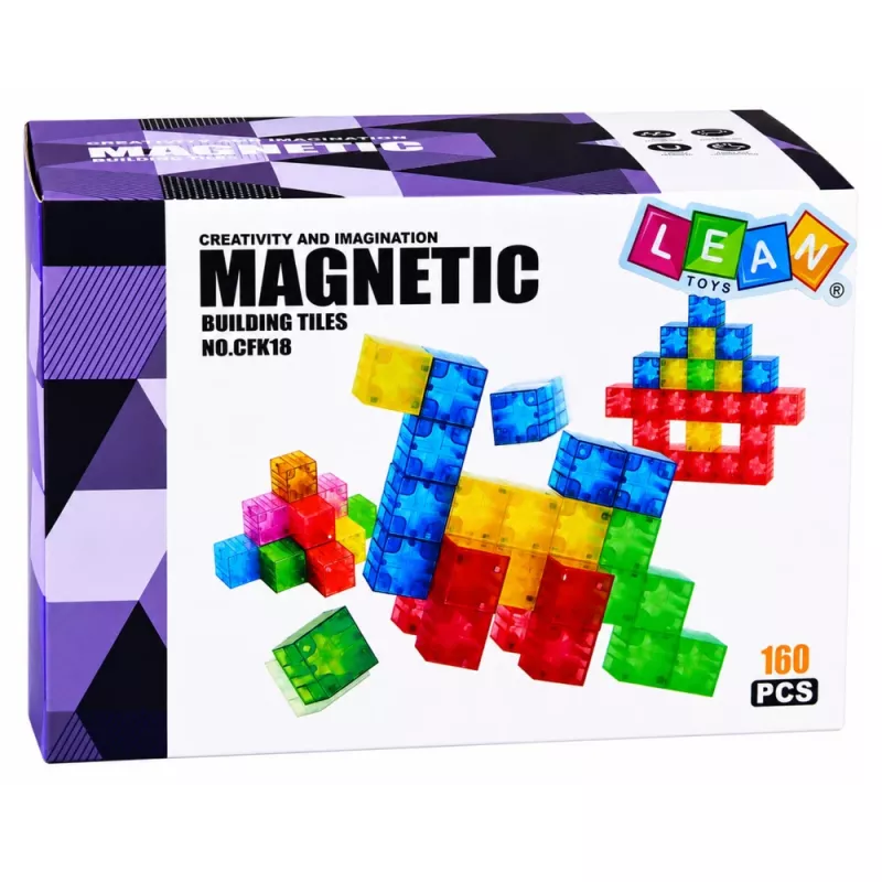 LEAN TOYS Bloques magnéticos cubos 3D coloridos 160 piezas