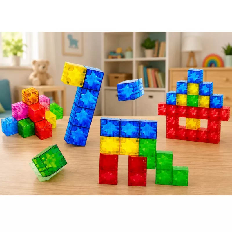 LEAN TOYS Bloques magnéticos cubos 3D coloridos 160 piezas