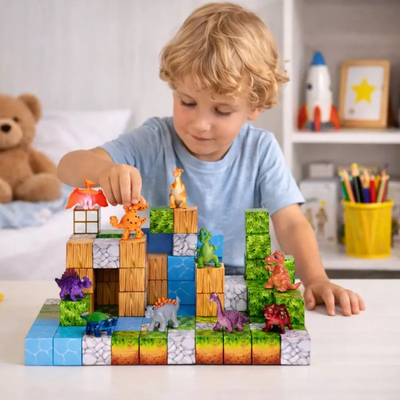LEAN TOYS Bloques de construcción magnéticos Cubo Mundo Cuadrado 3D 114 piezas