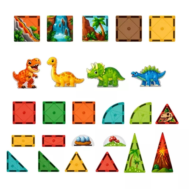 LEAN TOYS Bloques magnéticos dinosaurio volcán 31 piezas