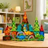 LEAN TOYS bloques de construcción magnéticos set dinosaurio volcán - 43 piezas juguete educativo STEM para niños a partir de 3 años