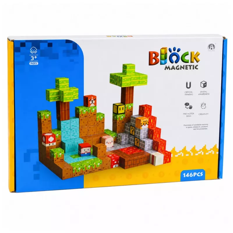 LEAN TOYS Bloques magnéticos Pixel World Cubos de colores 146 piezas