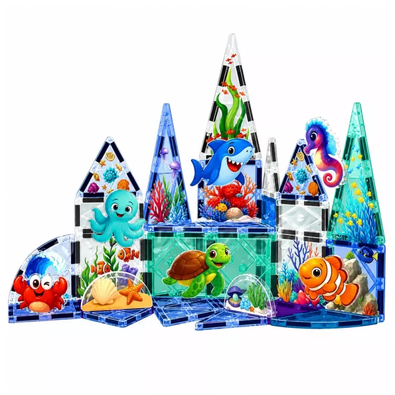 LEAN TOYS bloques magnéticos animales marinos océano 40 piezas