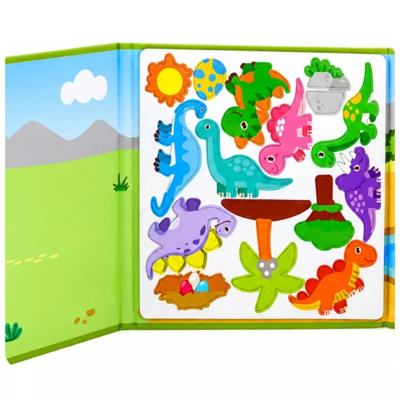 Libro de puzzle magnético LEAN TOYS dinosaurios imanes de colores 30 uds.