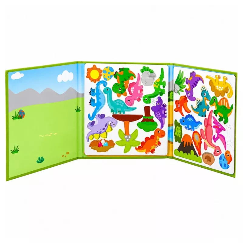 Libro de puzzle magnético LEAN TOYS dinosaurios imanes de colores 30 uds.