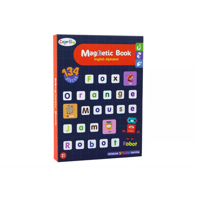 LEAN TOYS Libro de puzle magnético alfabeto inglés con imágenes