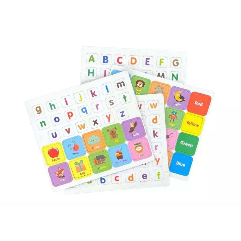 LEAN TOYS Libro de puzle magnético alfabeto inglés con imágenes