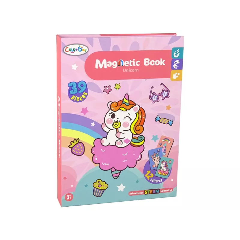 LEAN TOYS Libro de Puzles Magnéticos Unicornios Tarjetas de Puzle