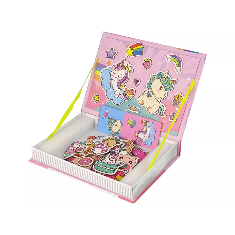 LEAN TOYS Libro de Puzles Magnéticos Unicornios Tarjetas de Puzle