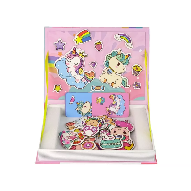 LEAN TOYS Libro de Puzles Magnéticos Unicornios Tarjetas de Puzle