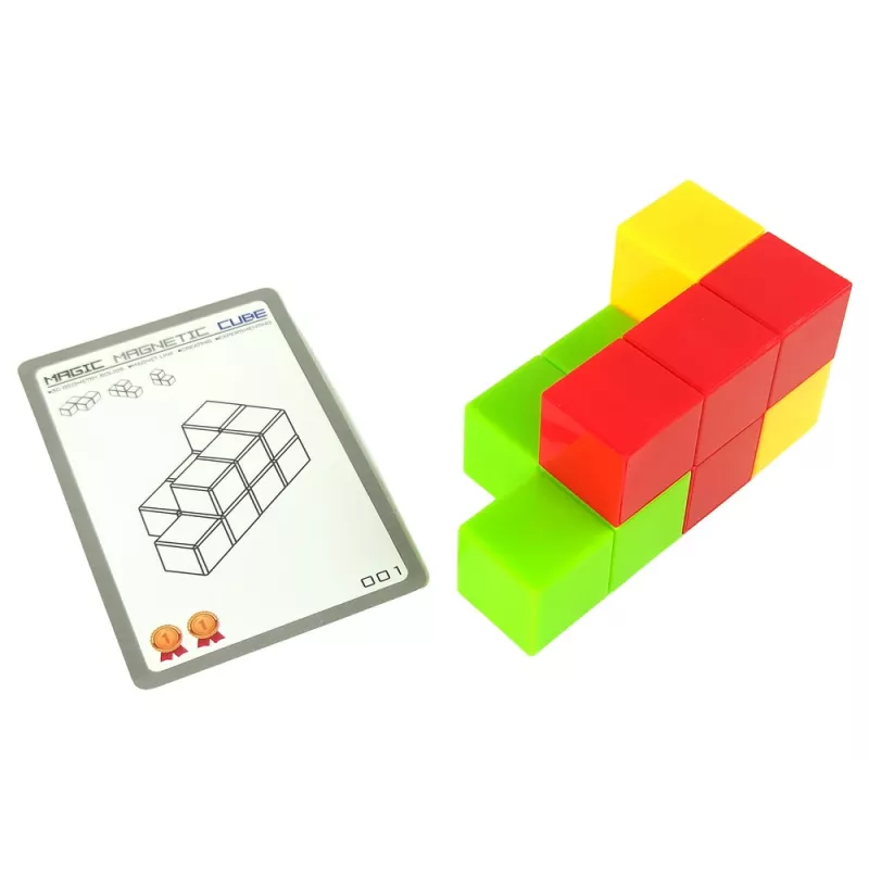 LEAN TOYS Cubo de rompecabezas magnético con tarjetas de doble cara 108 desafíos