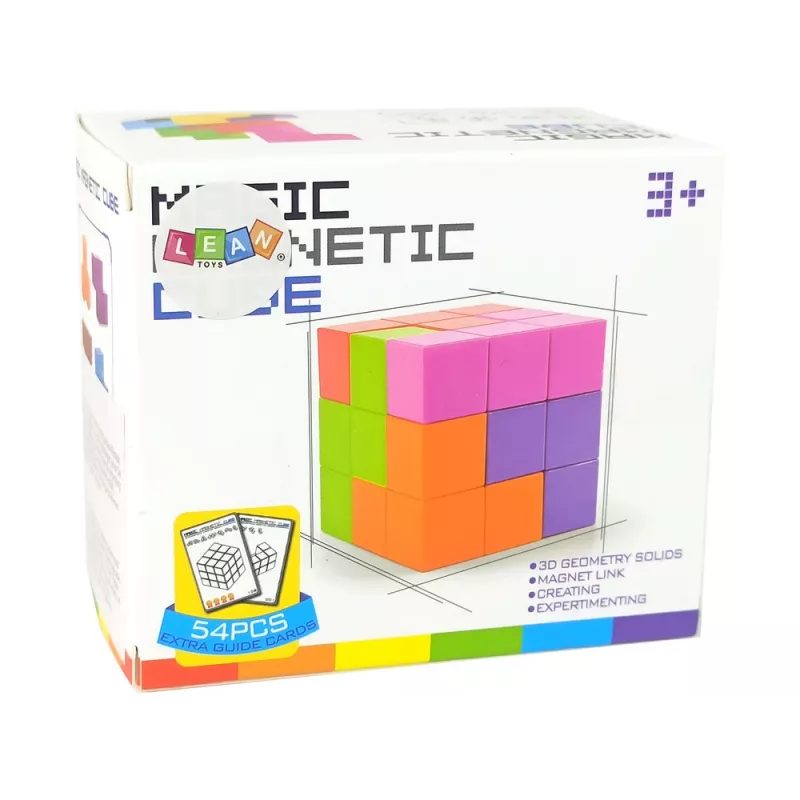 LEAN TOYS Cubo de rompecabezas magnético con tarjetas de doble cara 108 desafíos