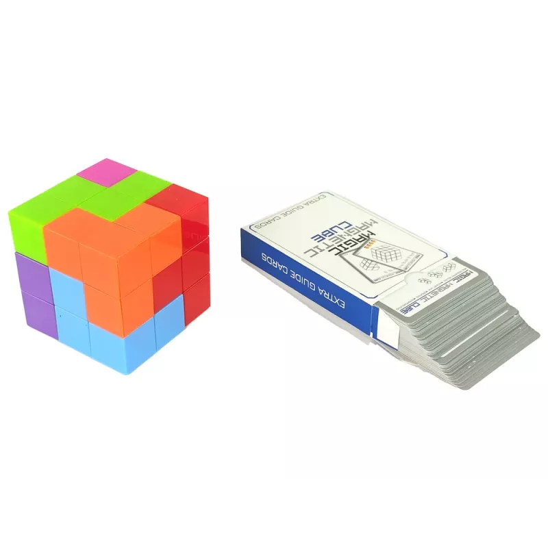 LEAN TOYS Cubo de rompecabezas magnético con tarjetas de doble cara 108 desafíos
