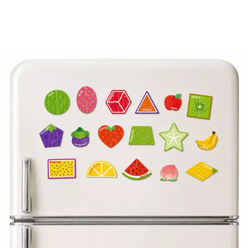LEAN TOYS puzzle magnético frutas educativas 30 piezas – imanes de frutas pedagógicos para pizarras, pizarras blancas y neveras