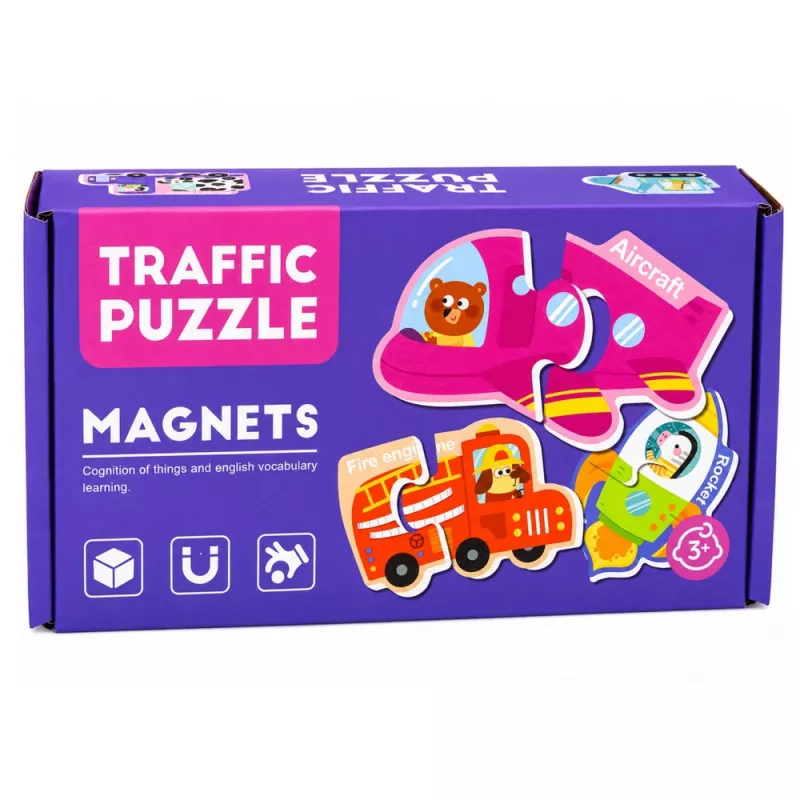 LEAN TOYS puzzle magnético vehículos juguete educativo medios de transporte set 30 piezas