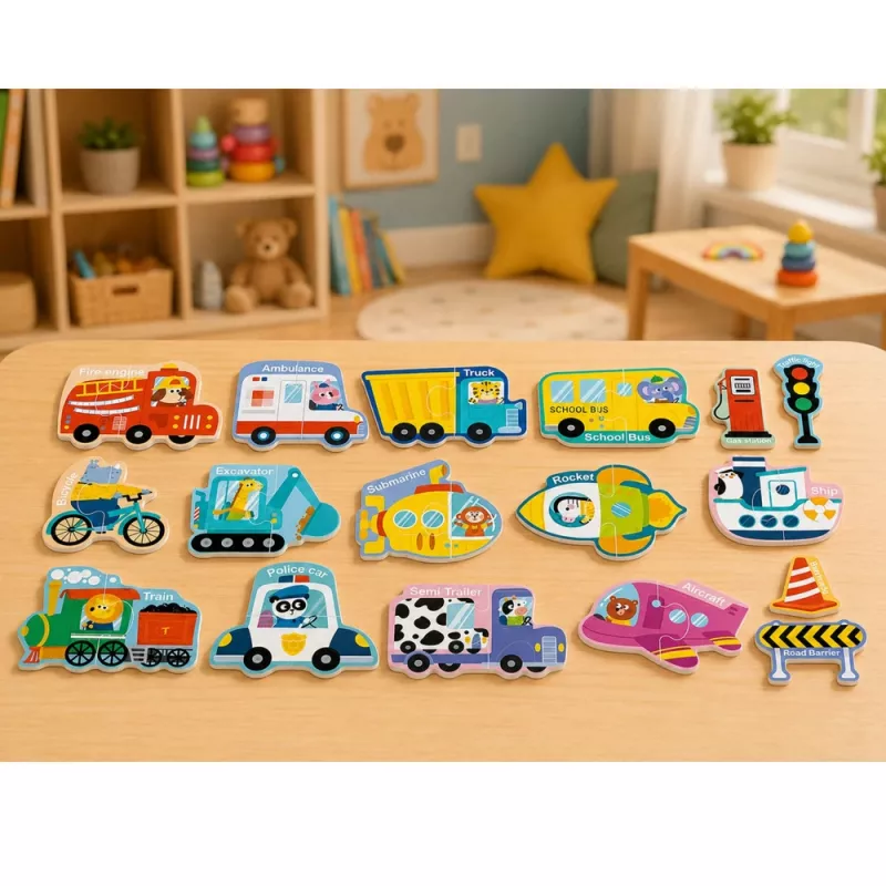 LEAN TOYS puzzle magnético vehículos juguete educativo medios de transporte set 30 piezas