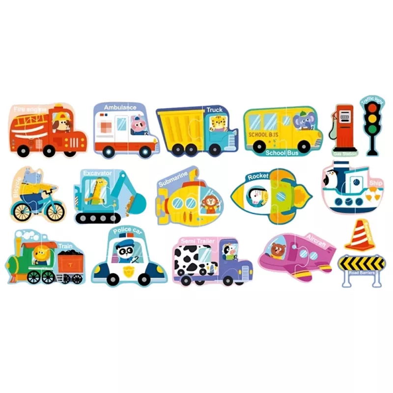 LEAN TOYS puzzle magnético vehículos juguete educativo medios de transporte set 30 piezas