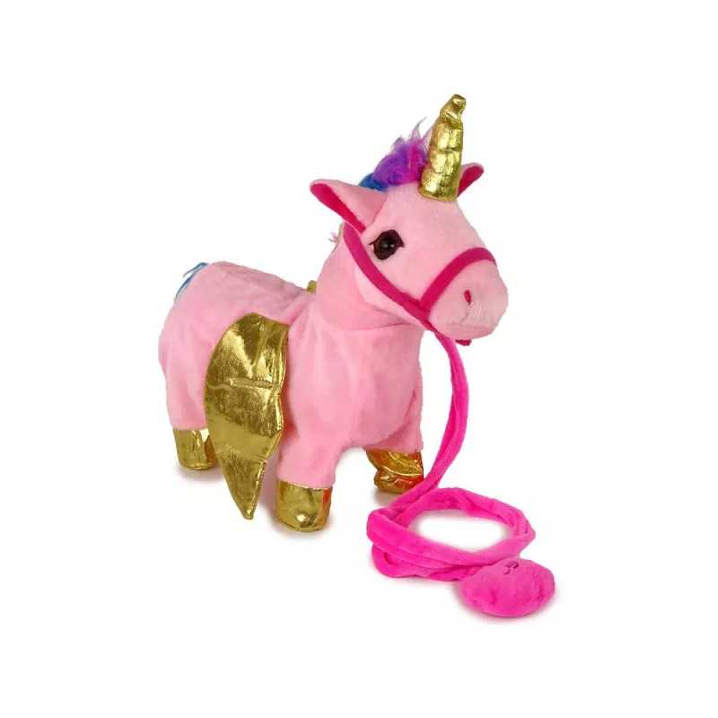 LEAN TOYS Mascota caballo interactivo rosa alas doradas música