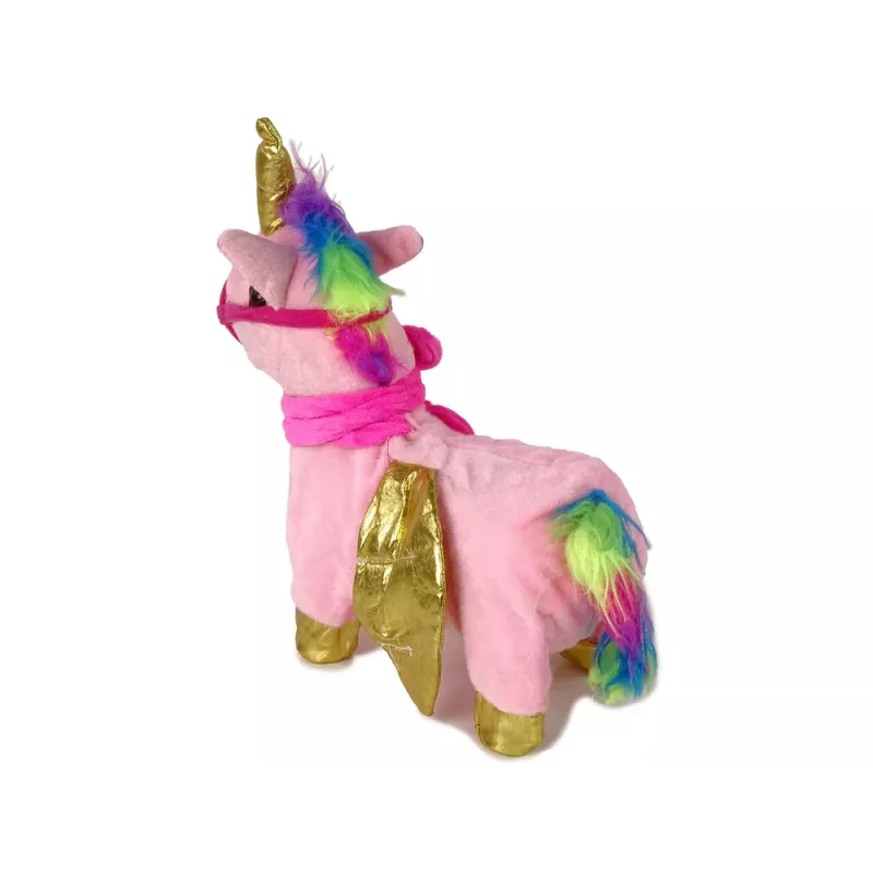 LEAN TOYS Mascota caballo interactivo rosa alas doradas música