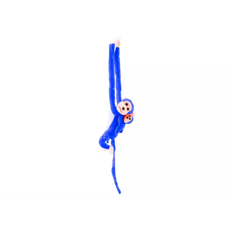 LEAN TOYS Mascota de Peluche Mono con Bebé, Azul 90 cm
