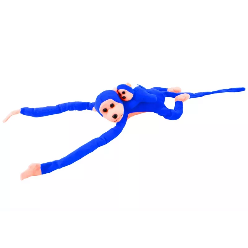 LEAN TOYS Mascota de Peluche Mono con Bebé, Azul 90 cm