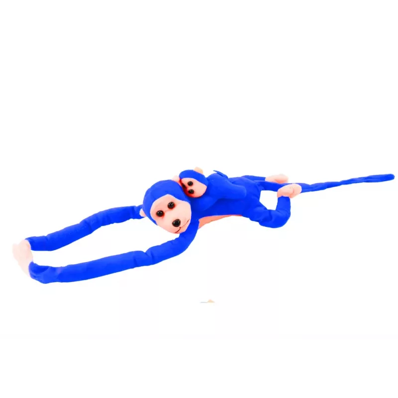 LEAN TOYS Mascota de Peluche Mono con Bebé, Azul 90 cm