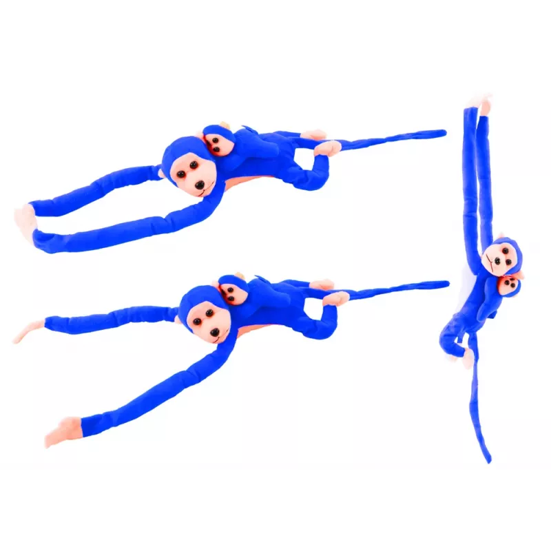 LEAN TOYS Mascota de Peluche Mono con Bebé, Azul 90 cm