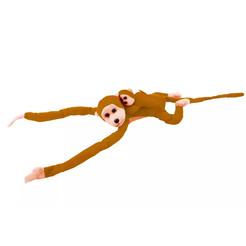 LEAN TOYS Mascota de Peluche Mono con Bebé, Marrón Claro 90 cm