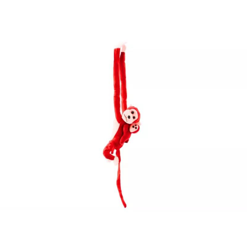 LEAN TOYS Mascota peluche mono con bebé, rojo 70 cm