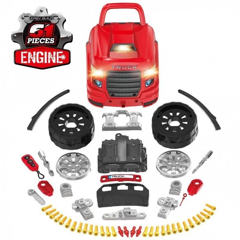 LEAN TOYS Set de mecánica, camión para desmontar, herramientas de taller