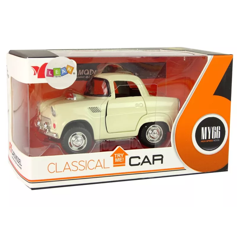 LEAN TOYS Coche de metal clásico con puertas que se abren y sonido