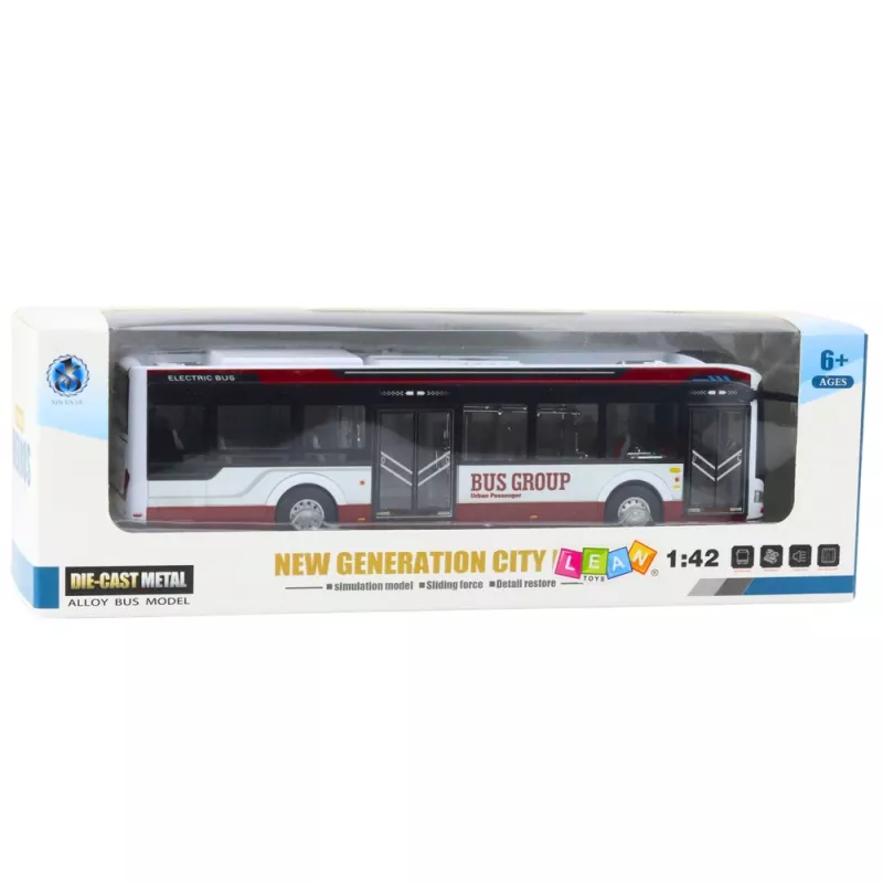LEAN TOYS Autobús urbano de metal con sonido y luz 1:42
