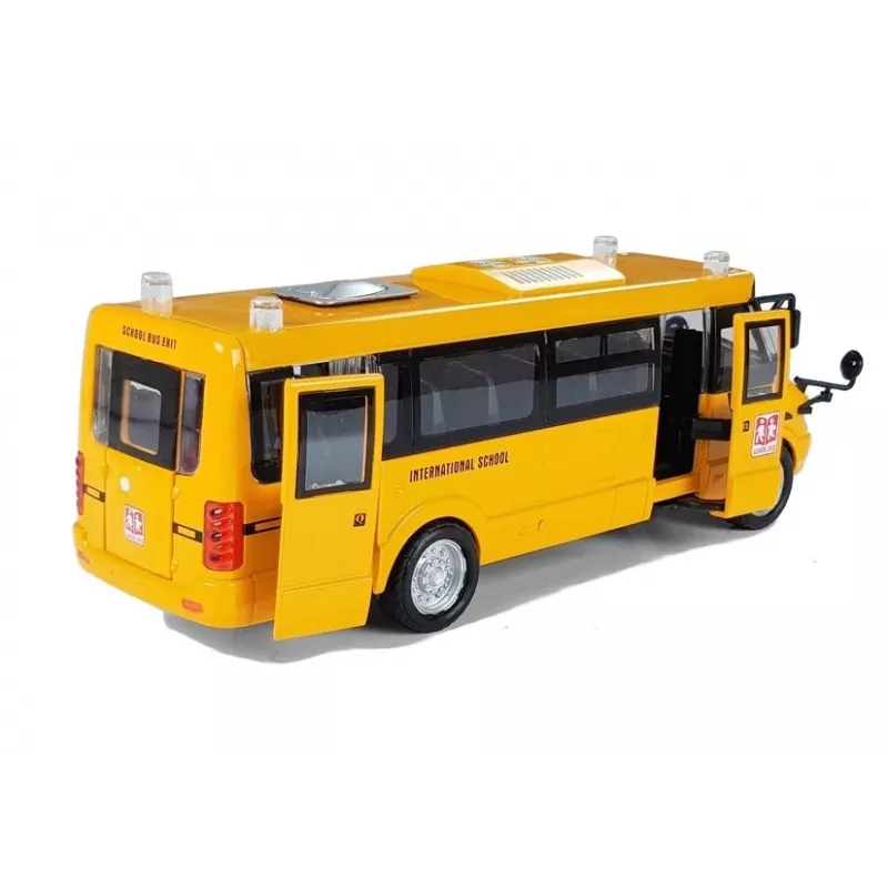 LEAN TOYS Autobús escolar de metal con motor de fricción modelo fundido