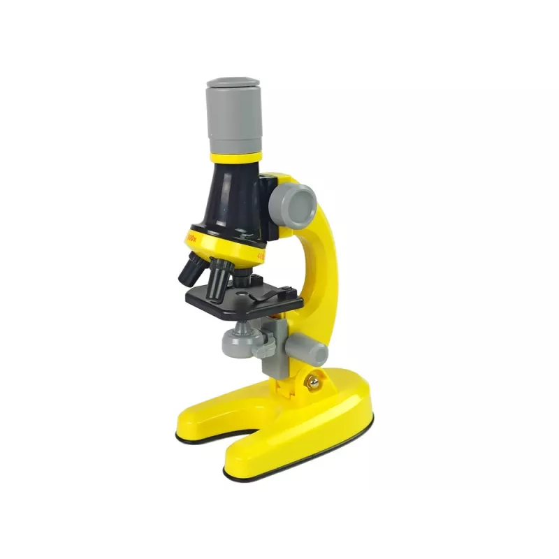 LEAN TOYS Microscopio para científico set educativo amarillo 100x 400x 1200x