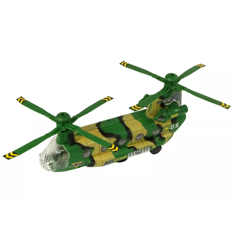 LEAN TOYS Helicóptero militar con grandes palas de rotor, luces y sonido Moro