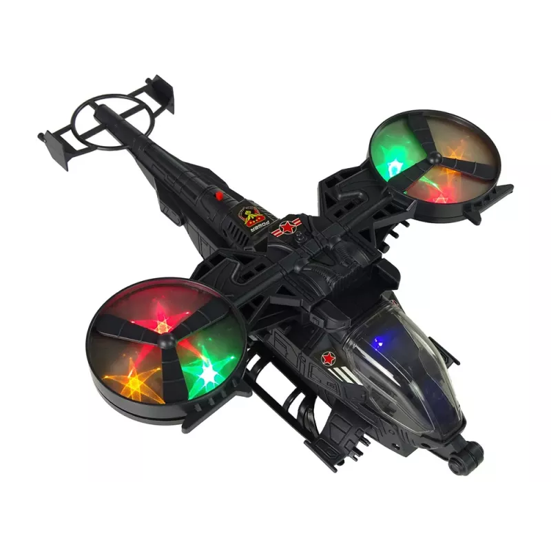 LEAN TOYS Helicóptero militar con grandes aspas, luces, sonido y rotación