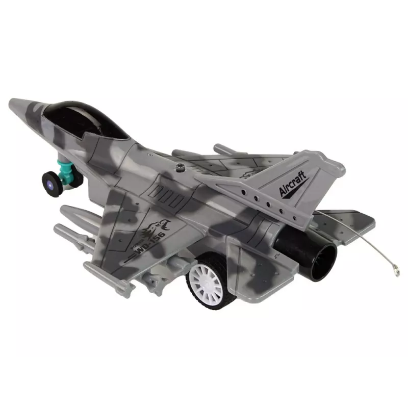 LEAN TOYS Avión de Combate Militar RC Radiocontrol Gris Luces
