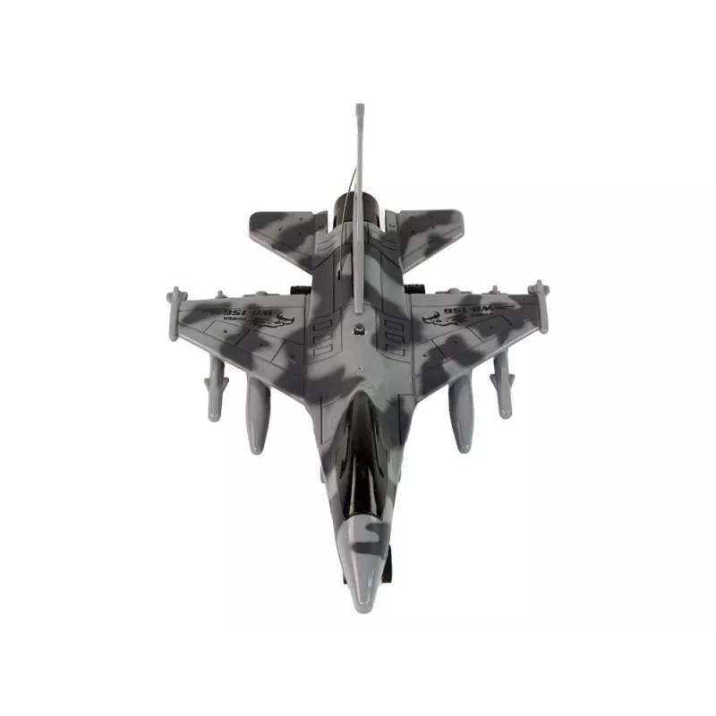 LEAN TOYS Avión de Combate Militar RC Radiocontrol Gris Luces