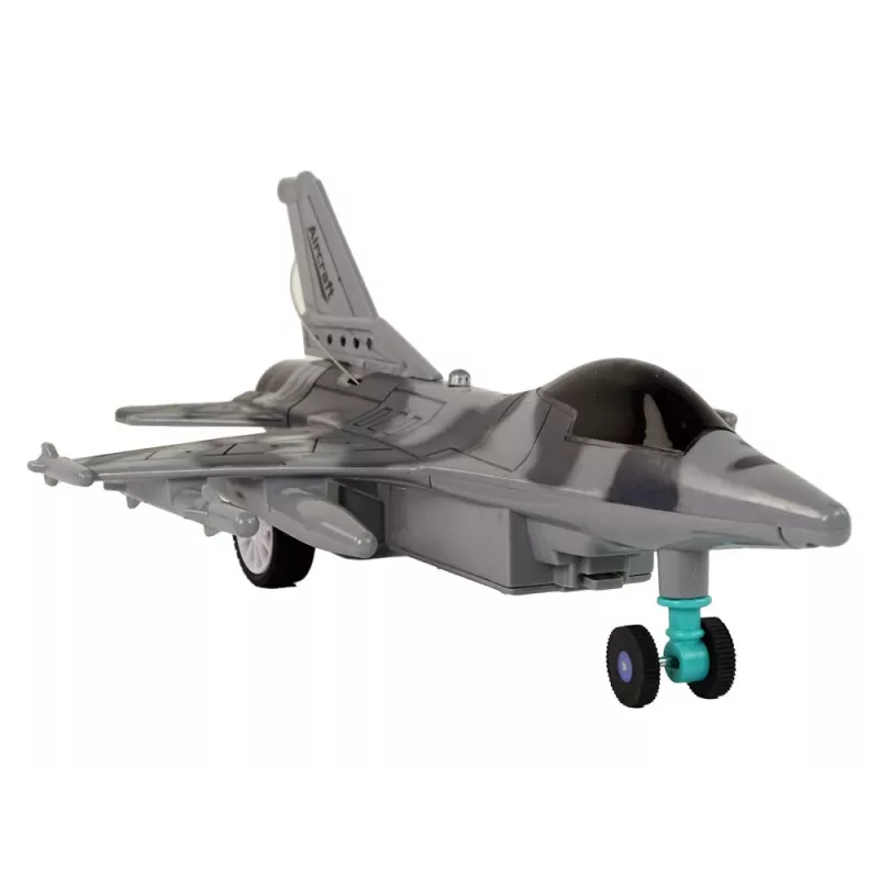 LEAN TOYS Avión de Combate Militar RC Radiocontrol Gris Luces