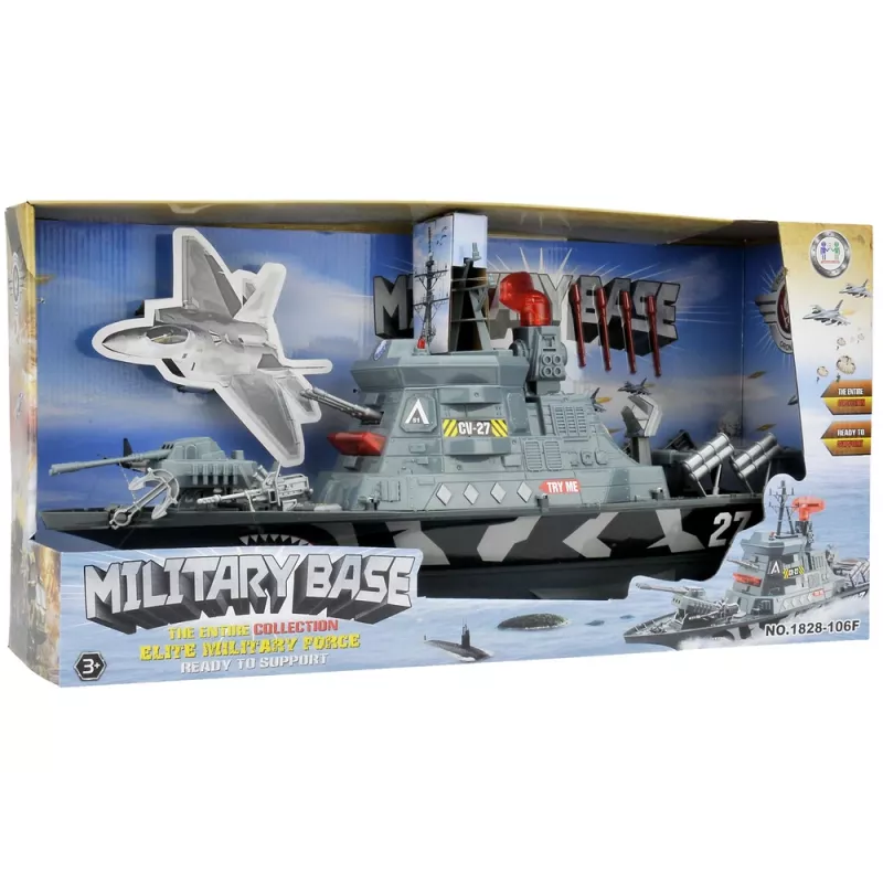 LEAN TOYS Set militar barco militar ejército de batalla cañones luces y sonidos
