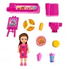 LEAN TOYS Set de muñecas mini con caja registradora, vendedora, hamburguesa, accesorios de helado