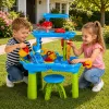 LEAN TOYS Mesa de agua de juego multinivel con silla, accesorios y moldes, 63 cm