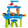 LEAN TOYS Mesa de agua de juego multinivel con silla, accesorios y moldes, 63 cm