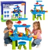 LEAN TOYS Mesa de agua de juego multinivel con silla, accesorios y moldes, 63 cm