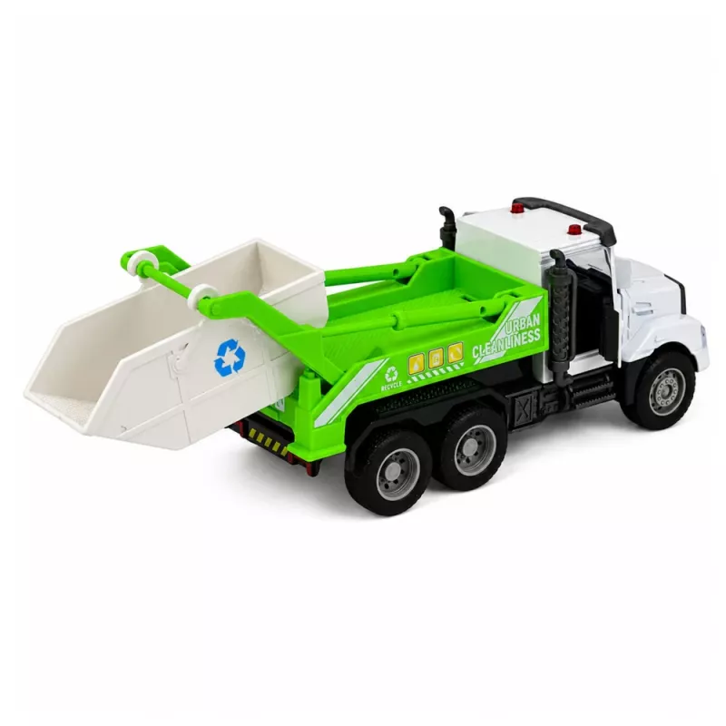 LEAN TOYS Vehículo municipal cabina metálica propulsión puertas abatibles luces sonidos 1:46