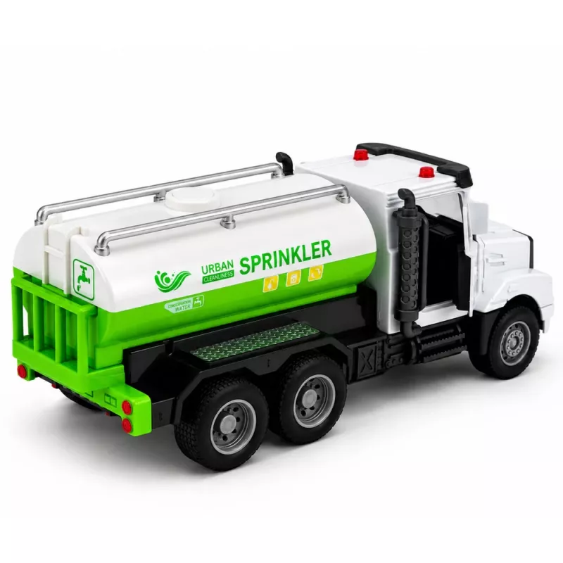 LEAN TOYS Vehículo municipal cabina metálica propulsión puertas abatibles luces sonidos 1:46