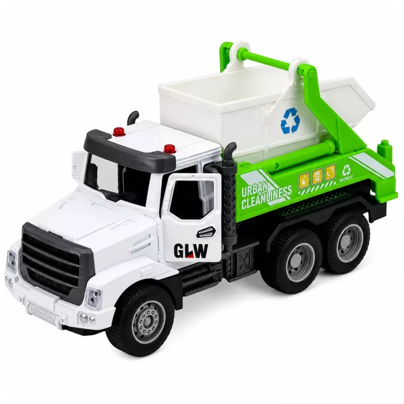 LEAN TOYS Vehículo municipal cabina metálica propulsión puertas abatibles luces sonidos 1:46