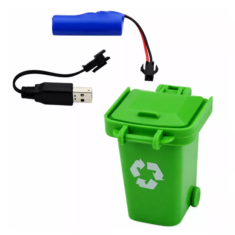 LEAN TOYS Vehículo municipal camión de basura teledirigido RC contenedor cubo de basura luces 1:14